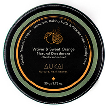Load image into Gallery viewer, AUKAI VETIVER & SWEET ORANGE NATURAL DEODORANT